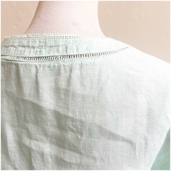 Joie 100% Linen V-Neck Popover Tunic Size Medium Light Teal Minimalist Beachy - Picture 11 of 12